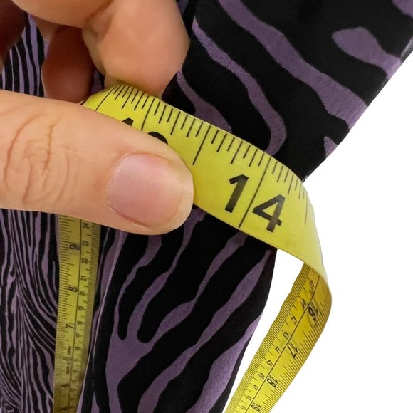 Vintage 90s Purple Black Zebra Print Beaded Fringe Tapered Knee Length Dress Sma - Picture 7 of 11